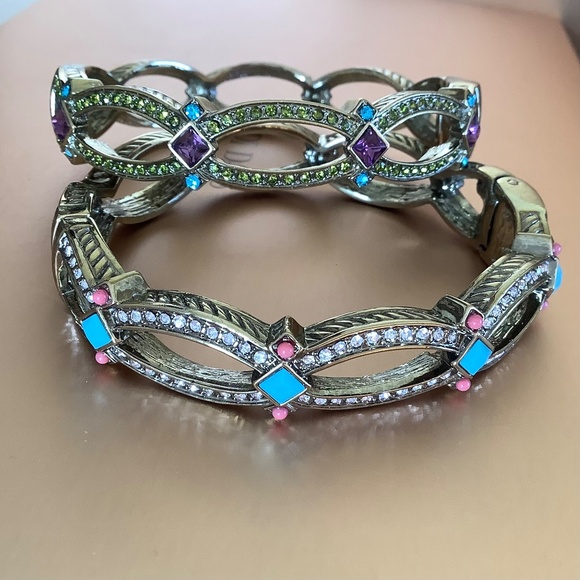 Heidi Daus Set Crystal Bangle Bracelets SZ M - Picture 2 of 16